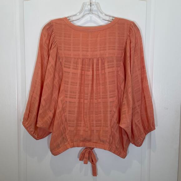 Sanctuary Tie-Front Button Down Blouse Pink Vneck 100% Cotton S - Picture 5 of 5